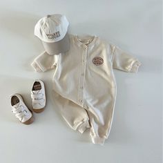 Autumn Pattern, Loose Jumpsuit, Baby Unisex, Childrens Clothing, Letter Design, Button Up Long Sleeve, Boys Set, Casual Hat, Baby Things