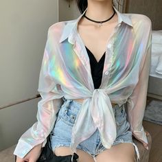 【Material: Cotton 】 【Color: White, Purple, Green, Orange 】 【One Size】  FREE SHIPPING WORLDWIDE! Sparkle Blouse, Chiffon Shirts, Spring Women, Chiffon Shirt, Women Shirts Blouse, Blouse Shirt, Character Outfits, Look Cool, Half Sleeve