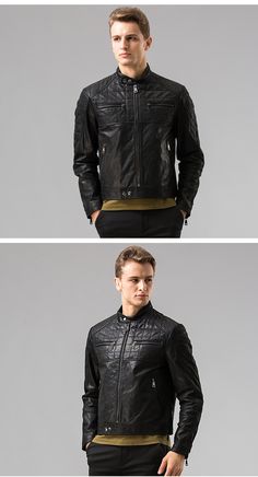 This motorcycle bomber jacket is bound to make you look fashionable. It's a winter biker coat that is designed with full sleeves, a solid pattern and a contrast color style. The adorable jacket for men is crafted using the full pelt technic to form a standard thickness and a solid pattern. It has a convenient zipper closure and more zippers for decoration.

Specifications
Gender: MEN
Outerwear Type: Leather & Suede
Material: Pigskin
Clothing Length: REGULAR
Sleeve Length(cm): Full
Thickness: STA Men Outerwear, Biker Coat, Cute Jackets, Jacket For Men, Pig Skin, Bomber Jackets, Suede Material, Full Sleeves, Mens Outerwear