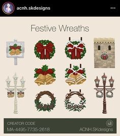 an advertisement for festive wreaths on the front of a cell phone screen, with images of christmas wreaths and other holiday decorations