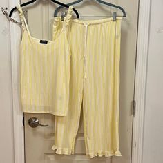 Women's Laundry By Shelli Segal Size L 95% Polyester/5% Spandex Pj Set, Cami And Long Pants With Ruffled Spaghetti Straps And Pants Hem. Super Flowing And Soft . Excellent Condition Never Worn. Yellow/White. Pj Sets, Long Pants, Sleepwear Women, Yellow White, Women's Intimates, Spaghetti Strap, Spandex, Pajamas, Yellow