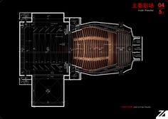 an architectural drawing of a theatre auditorium with seats in the center and numbers on each side