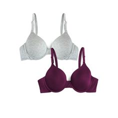 Feel secure, supported, and uplifted in the Fruit of the Loom Womens 360 Stretch Cotton T-Shirt Bra. The most comfortable bra for every day of the week, these womens t-shirt bras have stretch pads that mold to your shape for the perfect fit and coverage. The soft cotton blend fabric lays smooth under clothes. Size: XL+.  Color: Purple.  Gender: female.  Age Group: adult. Most Comfortable Bra, Comfortable Bra, Plus Size Bra, Everyday Bra, Womens Bras, Womens T Shirt, The Fruit, T Shirt Bra, Bra Styles