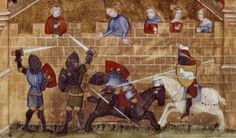 an old painting with men on horses and knights