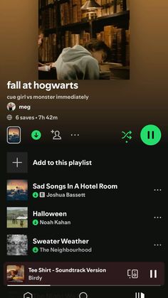 an iphone screen showing the playlist for harry potter's film, which is being viewed