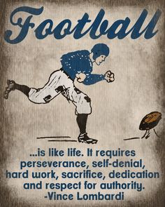 a baseball player running towards a ball with the words football in blue and white on it