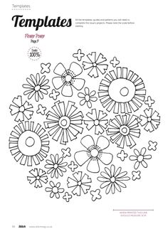 the cover of templates for paper flowers, which are designed in black and white