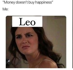 a woman is looking at the camera and has an ad for leo on her face