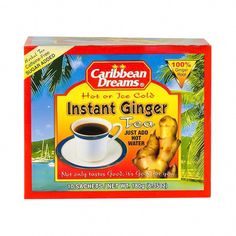 a box of instant ginger tea on a white background