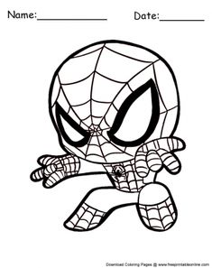 spiderman coloring pages for kids to print out and color with the name, date