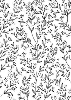 a black and white drawing of leaves on a white background, seamless pattern stock illustration