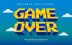 the game over text effect in adobe and photoshopped to be used for video games