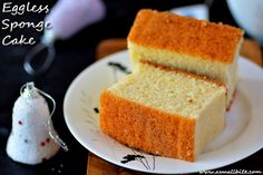 two slices of cake sitting on top of a white plate