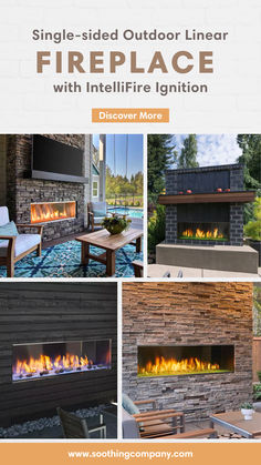 A sleek Lanai 48 Single-sided Outdoor Linear Fireplace on a modern patio. Its clean, contemporary design with IntelliFire Ignition adds warmth and elegance, making it a stylish focal point for any outdoor space. Perfect for creating a cozy and sophisticated backyard retreat. Electric Fireplace Outdoor Patio, Outdoor Fireplace Ideas, Fireplace Options, Linear Gas Fireplace, Kitchen Backyard, Modern Outdoor Fireplace, Modern Fireplaces, Diy Outdoor Fireplace, Backyard Area