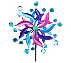 The metallic shades of blue and pink on this pinwheel spinner provide a vibrant vision of movement and color with just a touch of a breeze. From Exhart. Wooden Wind Chimes, Provence Garden, Metal Windmill, Bamboo Wind Chimes, Color Songs, Lawn Ornaments, Yard Design, Garden Signs, Lawn Decor