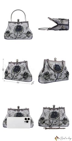 BirdinBag – Chic Embroidered Beaded Evening Bag with Floral Accents and Top Handle – Bird in Bag Elegant Silver Embroidered Bags, Embroidered Handheld Shoulder Bag For Evening, Silver Bag With Pearl Embroidery For Events, Silver Bags With Pearl Embroidery In Rectangular Shape, Silver Bags With Pearl Embroidery For Events, Embroidered Handheld Shoulder Bag For Party, Evening Handheld Shoulder Bag With Floral Embroidery, Evening Handheld Bag With Pearl Embroidery, Handheld Embroidered Shoulder Bag For Party