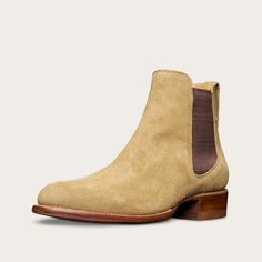 The Chance by Tecovas is a men's chelsea boot with western roots. It has traditional chelsea boot attributes, with a cowboy boot heel. Buy yours today! | Tecovas Men's The Chance, Round Toe Boots, 6" Shaft, Tan, Suede, 1.25'' Heel, Size 11 D Round Toe Boots, Roper Boots, Chelsea Boots Men, Toe Boots, Cowboy Boot, Tan Suede, Chelsea Boot, Shoes Booties, Leather Care