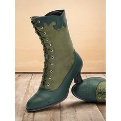 Category:Boots; Upper Materials:PU; Lining Materials:Synthetic Leather,Textile; Embellishment:Lace-up; Season:Spring,Summer,Fall,Winter; Heel Type:Stiletto; Shaft Circumference:12-14; Gender:Women's; Size Suggestion:standard size, select your usual size; Toe Shape:Round Toe; Type:Mid Calf Boots; Style:Vintage,Elegant; Outsole Materials:Rubber; Occasion:Party,Daily,Work; Closure Type:Lace-up; Pattern:Color Block; Listing Date:09/23/2024; Production mode:External produce; 2024 Trends:Retro,Suede Shoes; Size chart date source:Provided by Supplier.; Strap Type:Adjustable Strap; Heel Height(inch):2.36 Medieval Boots, Steampunk Shoes, Victorian Shoes, Cheap Ankle Boots, Elegant High Heels, Victorian Vintage, Scalloped Trim, Vintage Boots, Green Lace