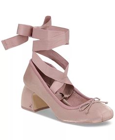 Circus NY by Sam Edelman Della Lace-Up Block-Heel Ballet Pumps - Macy's Pink Ballet Shoes, Ballet Boots, Pink Ballet Flats, Ballet Heels, Ballerina Heels, Taupe Heels, Lace Up Block Heel, Funky Shoes, Pink Ballerina