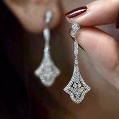 "Manon" - VIntage Style CZ Bridal Earrings Wedding Drop Earrings, Long Bridal Earrings, Promise Jewelry, Vintage Wedding Jewelry, Dangle Earrings Wedding, Silver Party, Wedding Earrings Drop, Long Tassel Earrings, Diamond Dangle Earrings