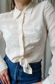 White Silk Embroidered Blouse Silk Embroidery Blouse - Etsy Elegant Silk Tops With Intricate Embroidery, Elegant Silk Tops With Embroidery, Elegant Cream Tops With Intricate Embroidery, Elegant Tops With Intricate Embroidery For Spring, Elegant Cream Top With Floral Embroidery, Silk Tops With Floral Embroidery And Long Sleeves, Elegant Cream Blouse With Intricate Embroidery, White Floral Embroidery Blouse For Party, Elegant Silk Top With Intricate Embroidery