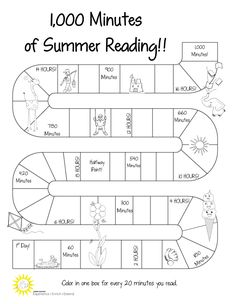 an activity sheet for the summer reading program, with words and pictures to help students learn how