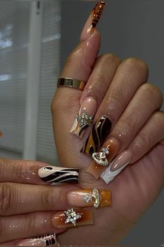 Freestyle Nails, Aesthetic Nail, Drip Nails, Claw Nails, Long Square Acrylic Nails, Unique Acrylic Nails, Nail Sets