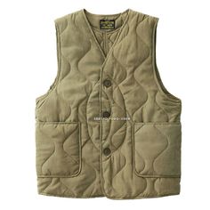 Sleeveless Utility Outerwear With Pockets, Utility Vest With Side Pockets For Winter, Utility Streetwear Vest With Patch Pockets, Utility Vest With Patch Pockets For Streetwear, Khaki Winter Vest With Pockets, Khaki Vest For Outdoor Winter Activities, Winter Streetwear Vest With Side Pockets, Casual Sleeveless Vest With Patch Pockets, Military Vest With Multiple Pockets For Winter