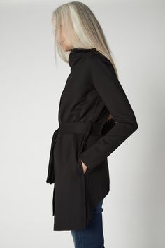 Our famous Forever Jacket (formerly known as the Montana Cardigan) in black -- perfect for styling your wardrobe all year round. Wear it wrapped and tied closed, draped open, and more. Features raw hem detailing. Learn how to style it. Versatile Winter Wrap Outerwear, Fall Belted Wrap Outerwear, Belted Wrap Outerwear For Fall, Fall Wrap-style Belted Outerwear, Versatile Fitted Wrap Outerwear, Fitted Wrap Outerwear, Versatile Wrap Outerwear For Layering, Fitted Versatile Wrap Outerwear, Casual Black Wrap Outerwear