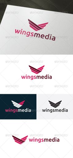 the wing media logo is shown on top of two different colors and font options for each company