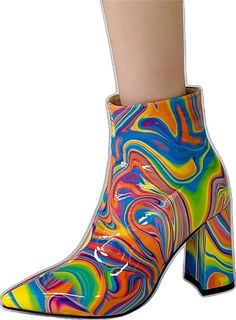 Retro Pointed Toe Boots For Spring, Retro Spring Heeled Boots With Pointed Toe, Retro Multicolor Boots For Winter, Retro Fall Heeled Boots, Retro Ankle-high Heeled Boots For Fall, Multicolor Ankle-high Boots For Fall, Multicolor High Heel Spring Boots, Multicolor High Heel Boots For Spring, Retro Multicolor Round Toe Boots