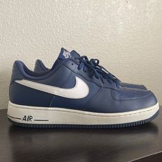 Rare Navy Blue & White Air Force 1s Euc Mens Size 12 Fast Shipping Blue Leather Nike Air Force 1 Casual Shoes, Shoes Air Force 1s, White Air Force 1s, Blue Synthetic Nike Air Force 1 Lace-up, Sporty Blue Low-top Nike Air Force 1, Blue Synthetic Nike Air Force 1 For Streetwear, Luxury Men's Blue Nike Air Force 1, Shoes Air Force, White Air Forces