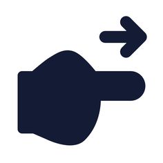 an arrow pointing to the left in front of a hand with one thumb on it