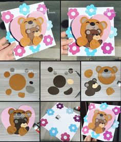 the instructions for making a teddy bear card