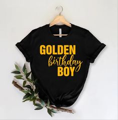 Golden Birthday Girl and Boy Shirt, Birthday Party Gift, Girls Golden Birthday T shirt, Golden Boy Birthday Tee, Golden Birthday Party Shirt ✨ Thank you for shopping! BEST WAY TO ORDER 1. Select the size(Please make sure to check our size chart) 2. Select the color 3.Add a note to seller when checking out with any special requests UNISEX SHIRTS -Unisex t shirt fits like a well-loved favorite, featuring a crew neck, short sleeves and designed with superior airlume combed and ring-spun cotton-poly Gold Top With Graphic Print For Birthday, Gold Graphic Print Top For Birthday, Gold Top With Graphic Print, Gold Letter Print T-shirt For Birthday, Gold T-shirt With Letter Print For Birthday, Gold Letter Print T-shirt For Party, Gold Tops With Letter Print For Gifts, Golden Birthday Party, Golden Birthday Parties