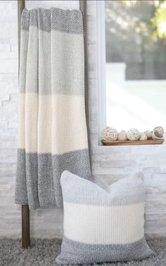 throw Marl Moss Stripe Knitted Throw Blanket, Gray - Pop of Modern Blanket Colors, Knitted Decor, Knitted Throw Blanket, Stripe Blanket, Needle Crafts, Striped Blankets, Knit Throw Blanket, Home Entrance Decor, Crochet Blankets