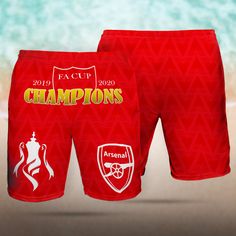 Fa Cup Champoins Hawaiian Beach Shorts - Teelooker - Limited And Trending Hawaiian Beach, Hawaiian Shorts, Hawaiian Beaches, Fa Cup, Beach Shorts, Medium Length, Quick Dry, All Products, Screen Printing