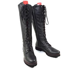 Made In Italy Leather Upper Leather And Monotone Fur Lining Vibram Sole Hand Made Black Leather Boots With Red Sole, Black Lace-up Boots With Red Sole, Winter Fashion Boots, Biker Style, Sioux, Black Leather Boots, Fashion Winter, The Low, Easy Wear