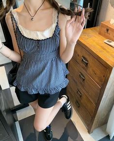 Layered Outfits Aesthetic Summer, Shojo Aesthetic Outfits, Japanese Summer Fashion, Dress With Jeans, Japan Fits, 일본 패션, Outer Women, Crop Top Dress, Retro Mode