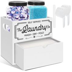 the laundry box is filled with soap and scrubs