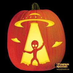 a pumpkin with an alien on it