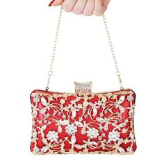 Material: Leather/Size: 21 * 7 * 14CMChain: Short 37CM/Long 116CM Red Rectangular Evening Bag With Chain Strap, Red Embellished Evening Bag, Red Rectangular Clutch With Chain Strap, Red Clutch Shoulder Bag For Events, Elegant Red Evening Bag With Chain Strap, Red Embellished Clutch Shoulder Bag, Red Handheld Bag For Events, Chic Red Pouch Clutch, Chic Red Rectangular Evening Bag