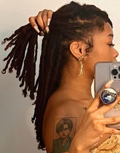 Follow for more Short Locs Aesthetic, Traditional Locs Women, Long Locs Aesthetic, Healthy Locs Aesthetic, Girls With Locs Aesthetic, Hair Projects, Hair Pictures