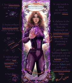 an image of a woman in purple with the words written below her and above her