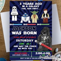 a star wars birthday party with legos, darth vader and stormtrooper