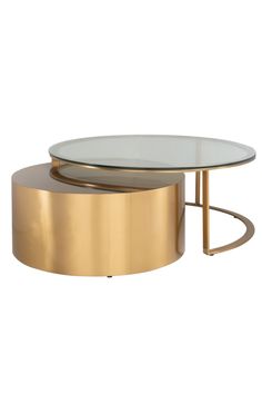 Round Golden Nesting Coffee Tables | OROA Orlan | Oroa Round Gold Coffee Table, Modern Lobby, Modern Classic Interior, 2 Coffee Tables, Nesting Coffee Table, Brass Interior, Dutch Furniture, Home Coffee Tables, Gold Coffee Table