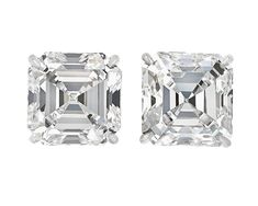 Two extraordinarily precious Asscher-cut diamonds totaling 9.95 carats dazzle in these classic earrings. The GIA-certified stones are beautifully matched, weighing 5.02 carats and 4.93 carats, respectively, and each with F color and VS2 clarity. They are also graded as having very good and good symmetry, respectively, a key component of a successful Asscher cut. Set in platinum, these diamonds are among the finest of their type. True Asscher-cut diamonds are uniquely difficult to find, as very f Asscher Cut Diamond Earrings, Unique Pearl Necklace, Pink Sapphire Earrings, Unique Diamond Engagement Rings, Asscher Cut Diamond, Types Of Earrings, Antique Diamond Rings, Classic Earrings, Asscher Cut