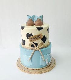 Cowboy First Birthday Cake, Cowboy Baby Shower Centerpieces, Cow Birthday Cake, Western Cake, Cowboy First Birthday