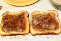 two pieces of bread with powdered sugar on them and the words if you didn't eat this as a child, we can't be friends - rod