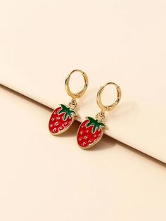 Strawberry & Cactus Drop Earrings Strawberry Charm, Cactus, Personalized Items, Drop Earrings